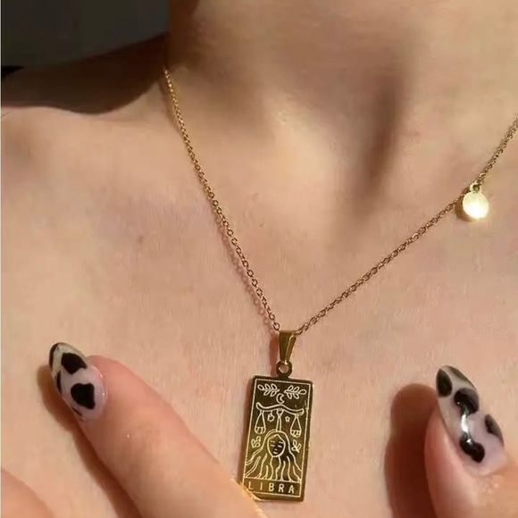 NEW 18K Gold Plated Taurus Zodiac Sign Rectangle Pendant Necklace - Picture 7 of 7